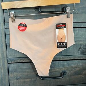 High-Waisted Beige Thong Panties